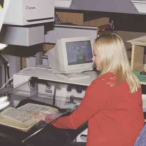 Microfilming at the Kungliga Biblioteket. Photograph by Dr. Matthew Z. Heintzelman
